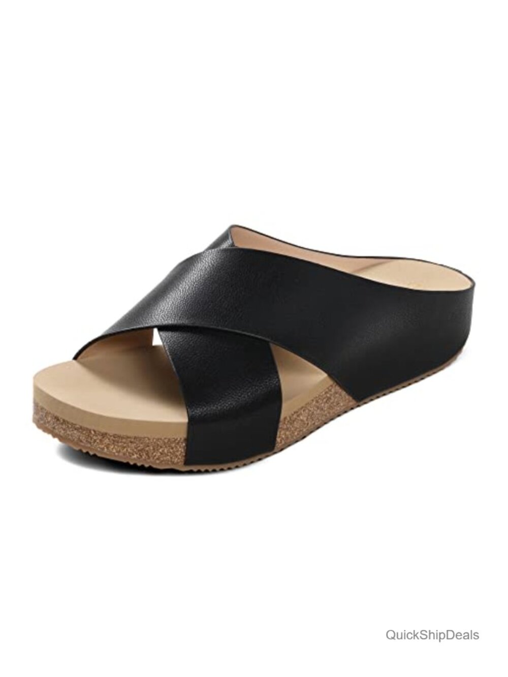 Women's Cork Slide Sandals Slip On Open Toe Platform Flat Sandals Summer
